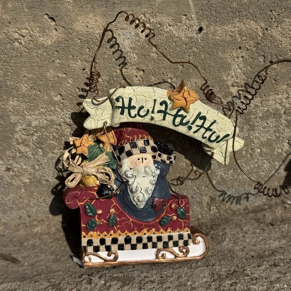 2 Wired‎ Wooden Sleigh Christmas Ornaments